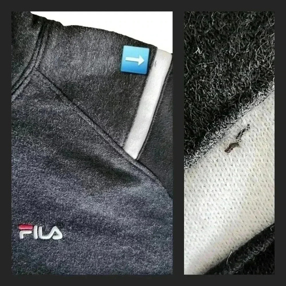 Fila Men’s L Pullover Hoodie Gray Black White Colour Block Embroidered Logo - Picture 9 of 10